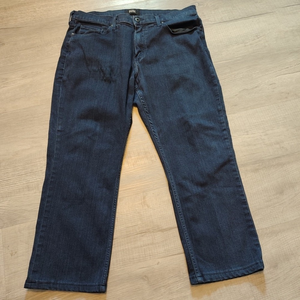 Paige Normandie Jeans 36x25 Blue Dark Wash Short Straight Stretch‎ Short